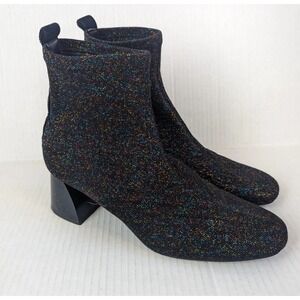 ZARA Trafaluc Sock Style Glitter Heeled Ankle Boots Size 39/8.5 Narrow